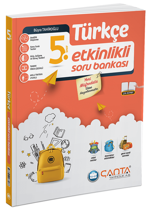 Çanta 5. Sınıf Türkçe Etkinlikli Kazanım Soru Bankası Çözümlü Çanta Yayınları