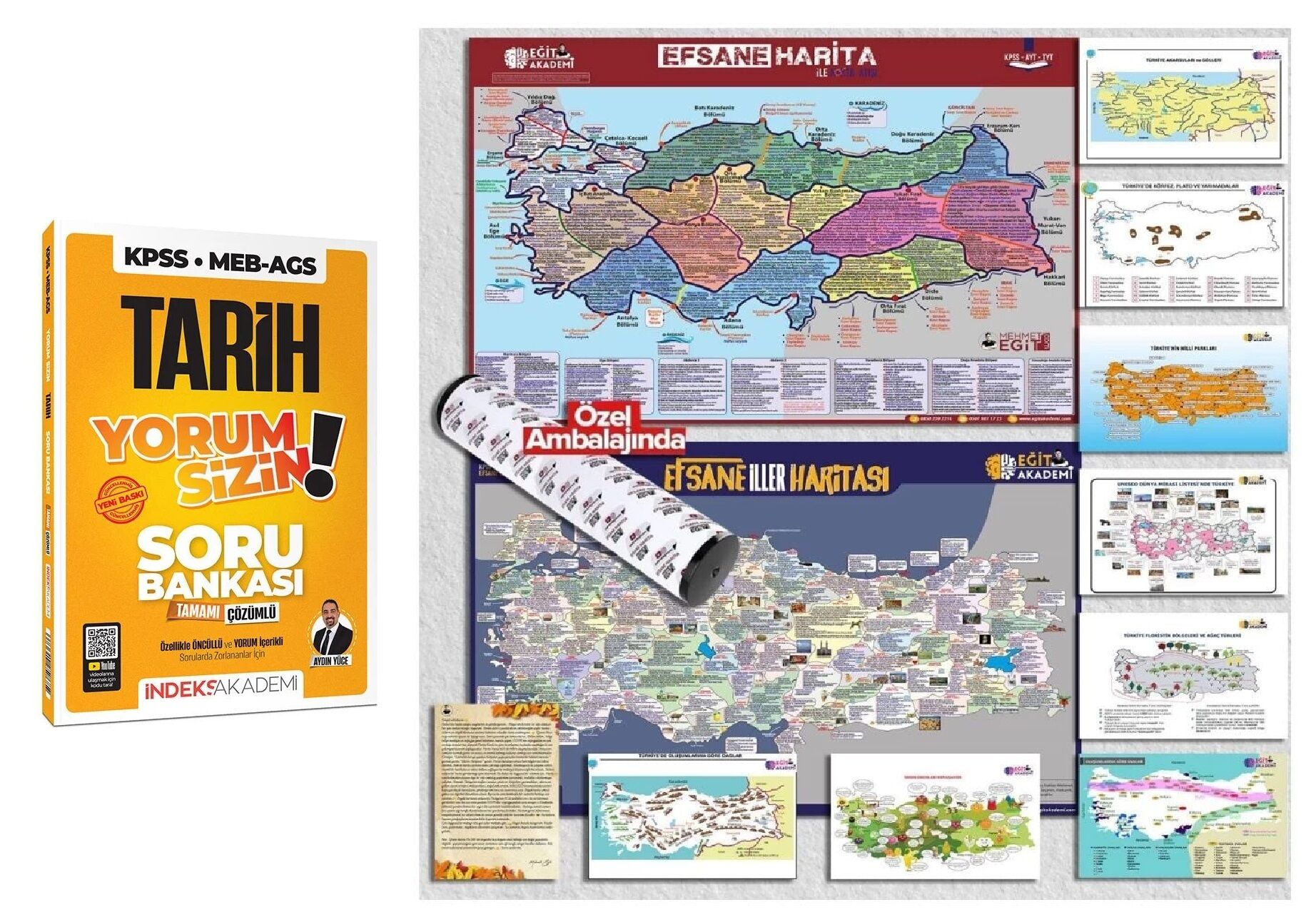 Eğit + İndeks 2026 KPSS Coğrafya Efsane 10 lu Harita + Tarih Yorum Sizin Soru Bankası 2 li Set - Mehmet Eğit Eğit + İndeks Akademi Yayınları