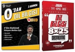 Rüştü Hoca + Yönerge YKS TYT KPSS 0 dan 3 Adımda Dil Bilgisi + Taktiklerle 8x25 Deneme 2 li Set Rüştü Hoca + Yönerge Yayınları