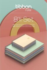 Tibbon Note Mini ve Midi Defter Spiralli 8 li Set - 48-53