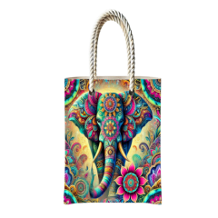 Çantasepette Bez Çanta Mandala Sanatsal Temalı Fermuarlı Günlük Kullanım