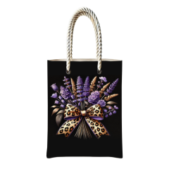 Çantasepette Bez Çanta Lavanta Temalı Fermuarlı Günlük Kullanım