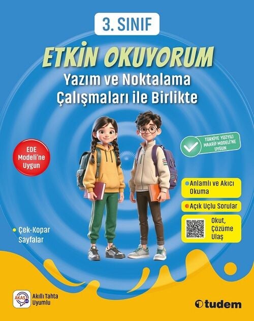 Tudem 3. Sınıf Etkin Okuyorum - Yazım ve Noktalama Çalışmaları ile Birlikte Tudem Yayınları