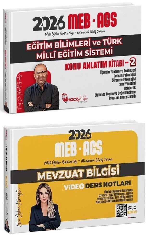 YENİ AGS - Hoca Kafası 2026 MEB-AGS Eğitim Bilimleri Konu + Mevzuat Bilgisi Video Ders Notları 2 li Set - Mevlüt Gündüz, Esra Özkan Karaoğlu  Hoca Kafası Yayınları