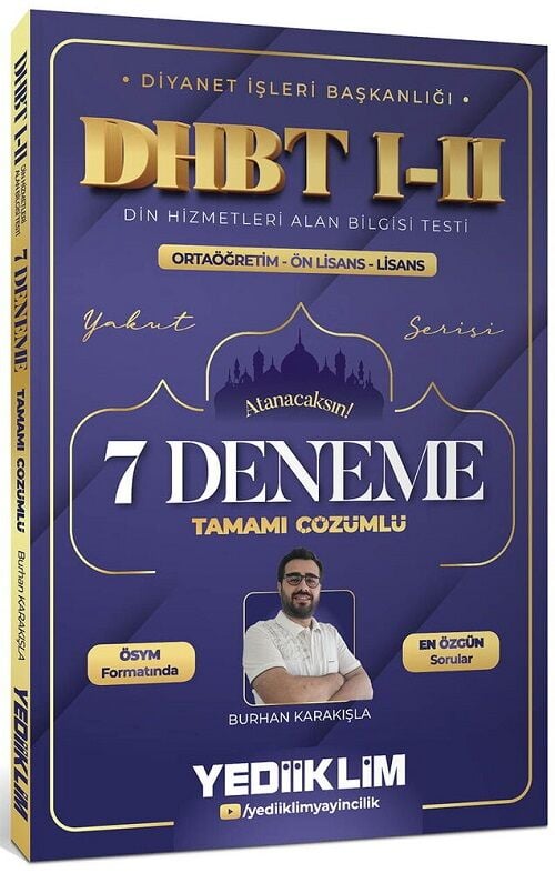 Yediiklim 2026 DHBT 1-2 7 Deneme Çözümlü - Burhan Karakışla Yediiklim Yayınları
