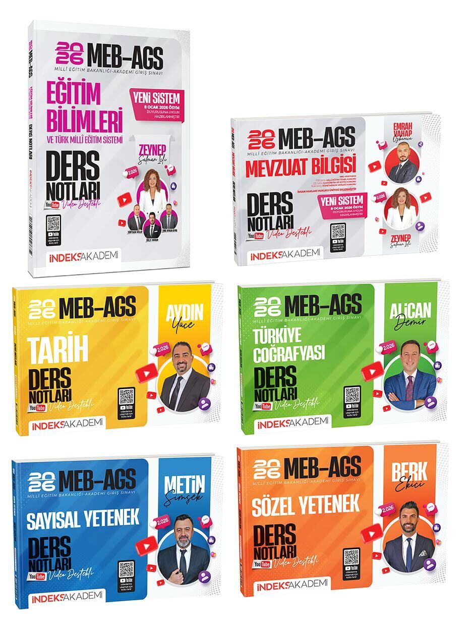 YENİ AGS SİSTEMİ - İndeks Akademi 2026 MEB-AGS Tüm Dersler Ders Notları 6 lı Set İndeks Akademi Yayıncılık