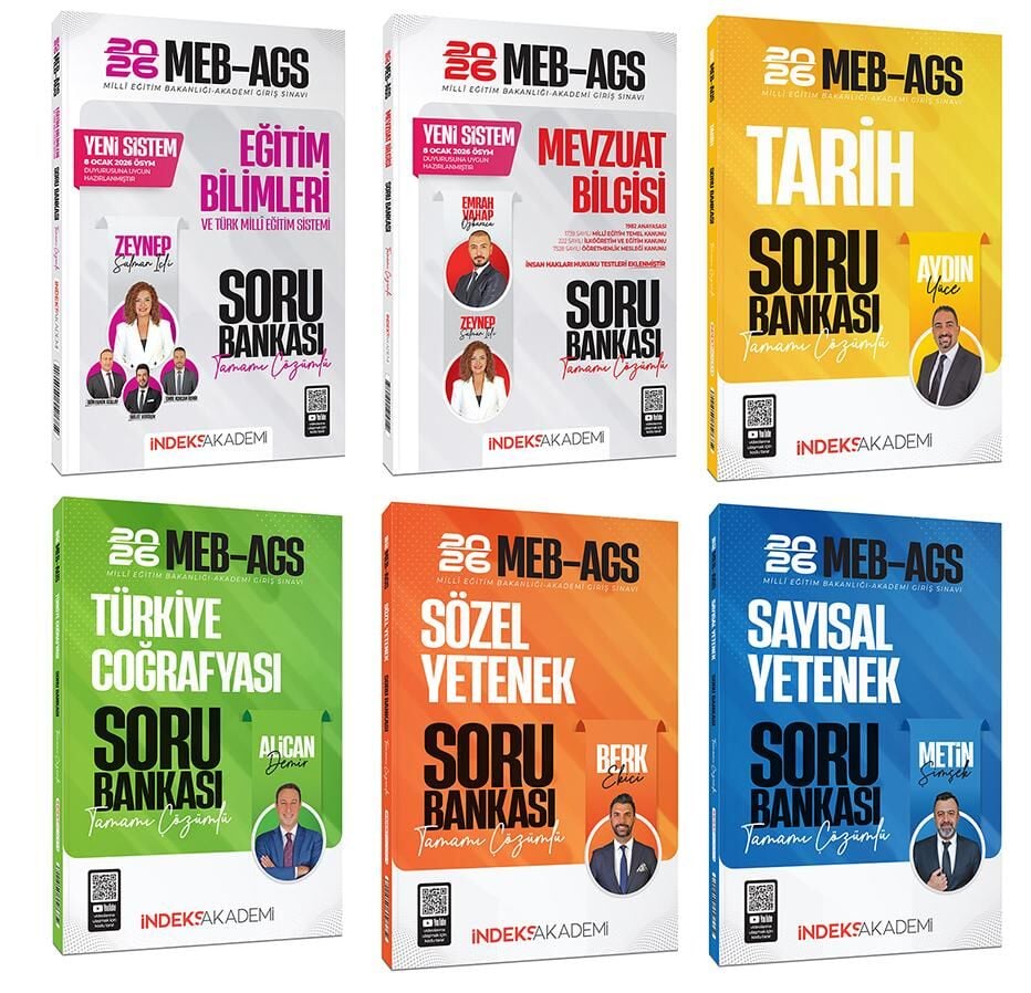 YENİ AGS - İndeks Akademi 2026 MEB-AGS Tüm Dersler Soru Bankası 6 lı Set İndeks Akademi Yayıncılık