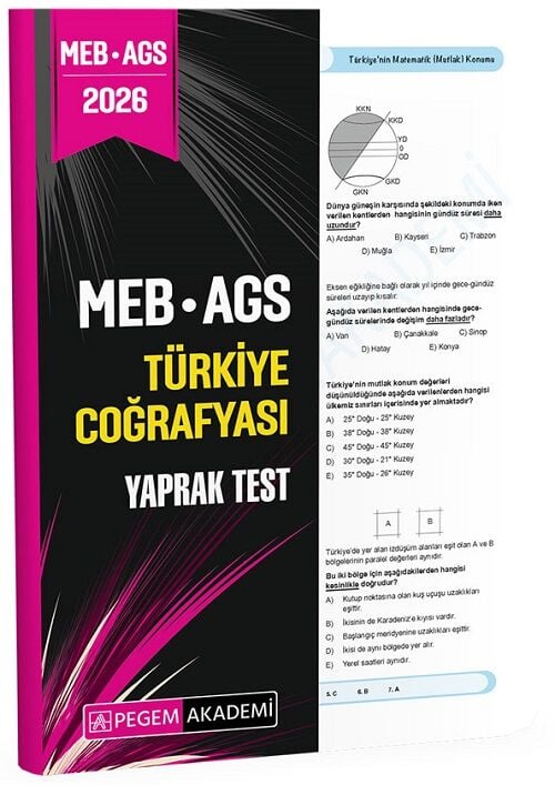 Pegem 2026 MEB-AGS Türkiye Coğrafyası Yaprak Test Pegem Akademi Yayınları