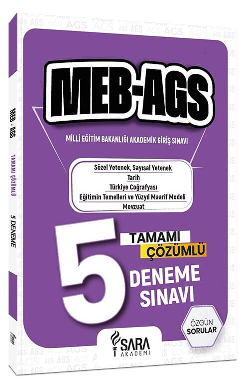 ÖN SİPARİŞ - Şara Akademi MEB-AGS Tüm Dersler 5 Deneme Çözümlü Şara Akademi