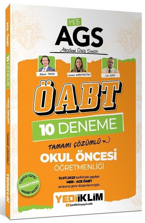 Yediiklim 2026 ÖABT MEB-AGS Okul Öncesi Öğretmenliği 10 Deneme Çözümlü - Bülent Tanık, Can Köni Yediiklim Yayınları