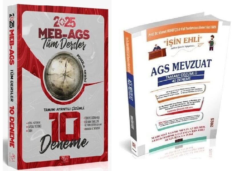CBA + Savaş 2025 MEB-AGS Tüm Dersler + Mevzuat 10+40 Deneme 2 li Set CBA + Savaş Yayınları