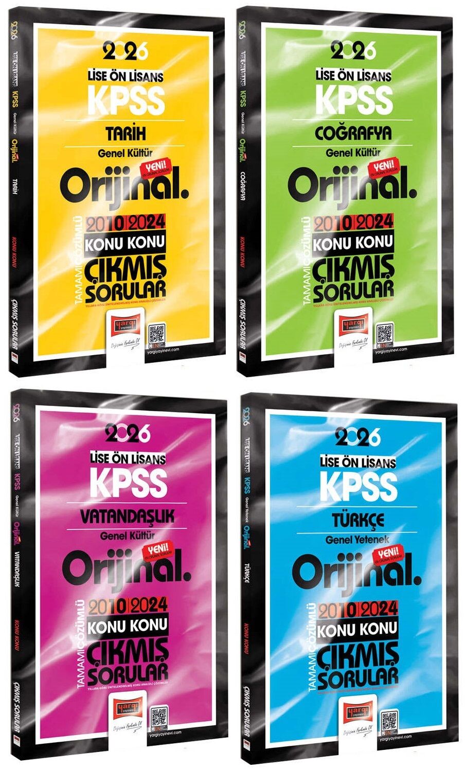 Yargı 2026 KPSS Lise Ön Lisans Tarih+Coğrafya+Vatandaşlık+Türkçe Orijinal Çıkmış Sorular 2010-2024 4 lü Set Yargı Yayınları