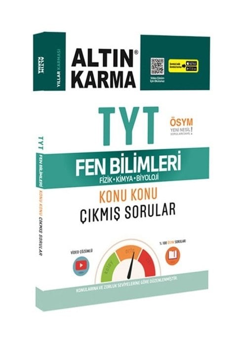 Altın Karma YKS TYT Fen Bilimleri Fizik-Kimya-Biyoloji Konu Konu Çıkmış Sorular Video Çözümlü Altın Karma Yayınları