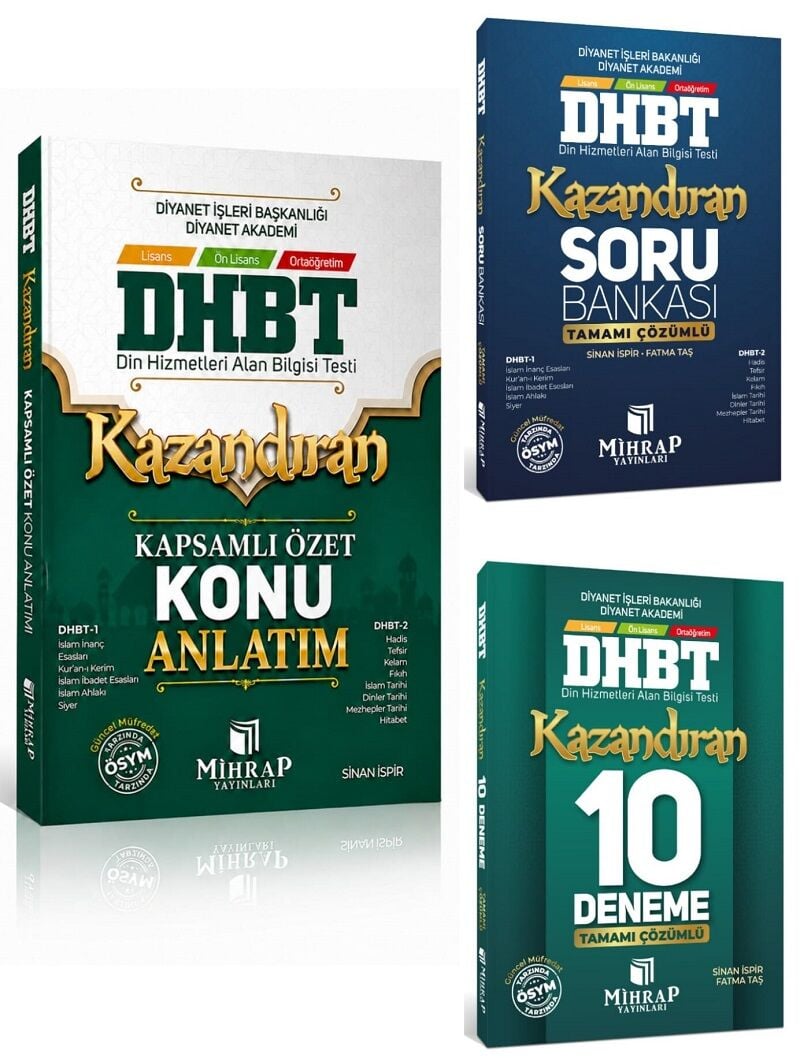 Mihrap DHBT 1-2 Konu + Soru Bankası + 10 Deneme Kazandıran Set - Sinan İspir Mihrap Yayınları
