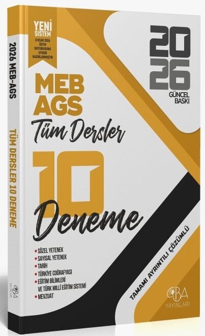 YENİ AGS - CBA Yayınları 2026 MEB-AGS Tüm Dersler 10 Deneme Çözümlü CBA Yayınları