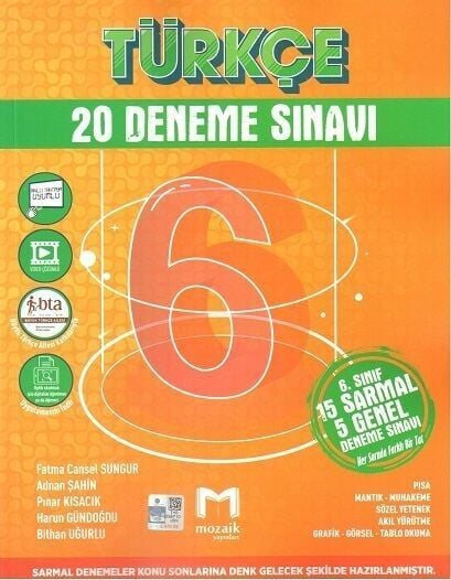 Mozaik 6. Sınıf Türkçe 20 Deneme Mozaik Yayınları