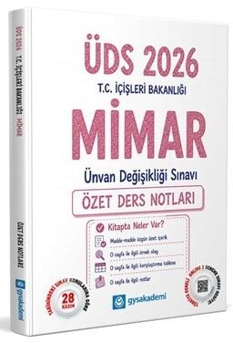 GYS Akademi 2026 GYS ÜDS İçişleri Bakanlığı Mimar Özet Ders Notları Görevde Yükselme Ünvan Değişikliği GYS Akademi