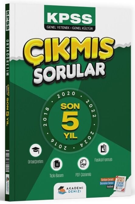 Akademi Denizi 2026 KPSS Lise Ortaöğretim Çıkmış Sorular Son 5 Yıl Tıpkı Basım Fasikül Çözümlü Akademi Denizi