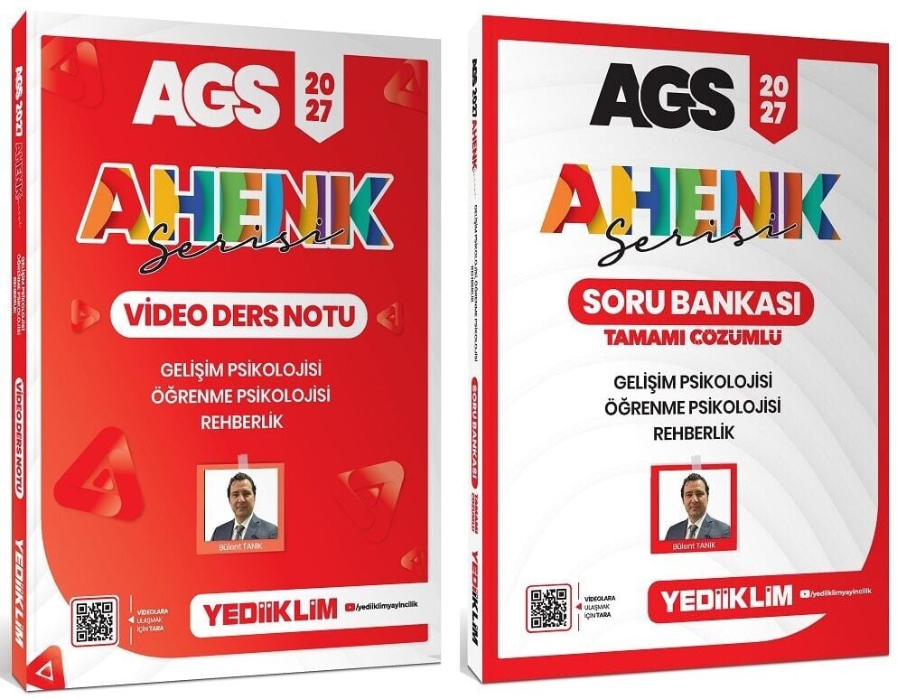 Yediiklim 2027 MEB-AGS Eğitim Bilimleri Gelişim, Öğrenme Psikolojisi, Rehberlik Video Ders Notu + Soru Bankası 2 li Set Ahenk Serisi - Bülent Tanık Yediiklim Yayınları