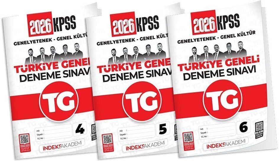 İndeks Akademi 2026 KPSS TG 4-5-6 Türkiye Geneli Deneme Genel Yetenek Genel Kültür Çözümlü 3 lü Set İndeks Akademi Yayıncılık