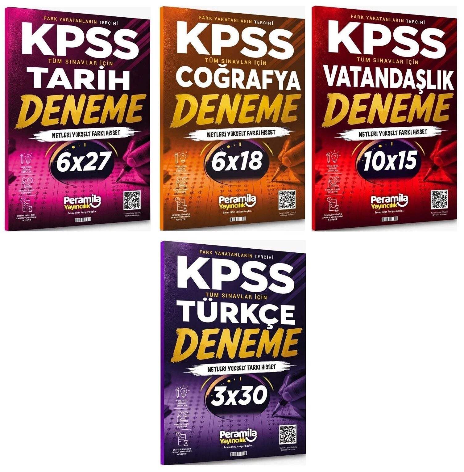Peramila KPSS Tarih + Coğrafya + Vatandaşlık + Türkçe 25 Deneme 4 lü Set Peramila Yayıncılık