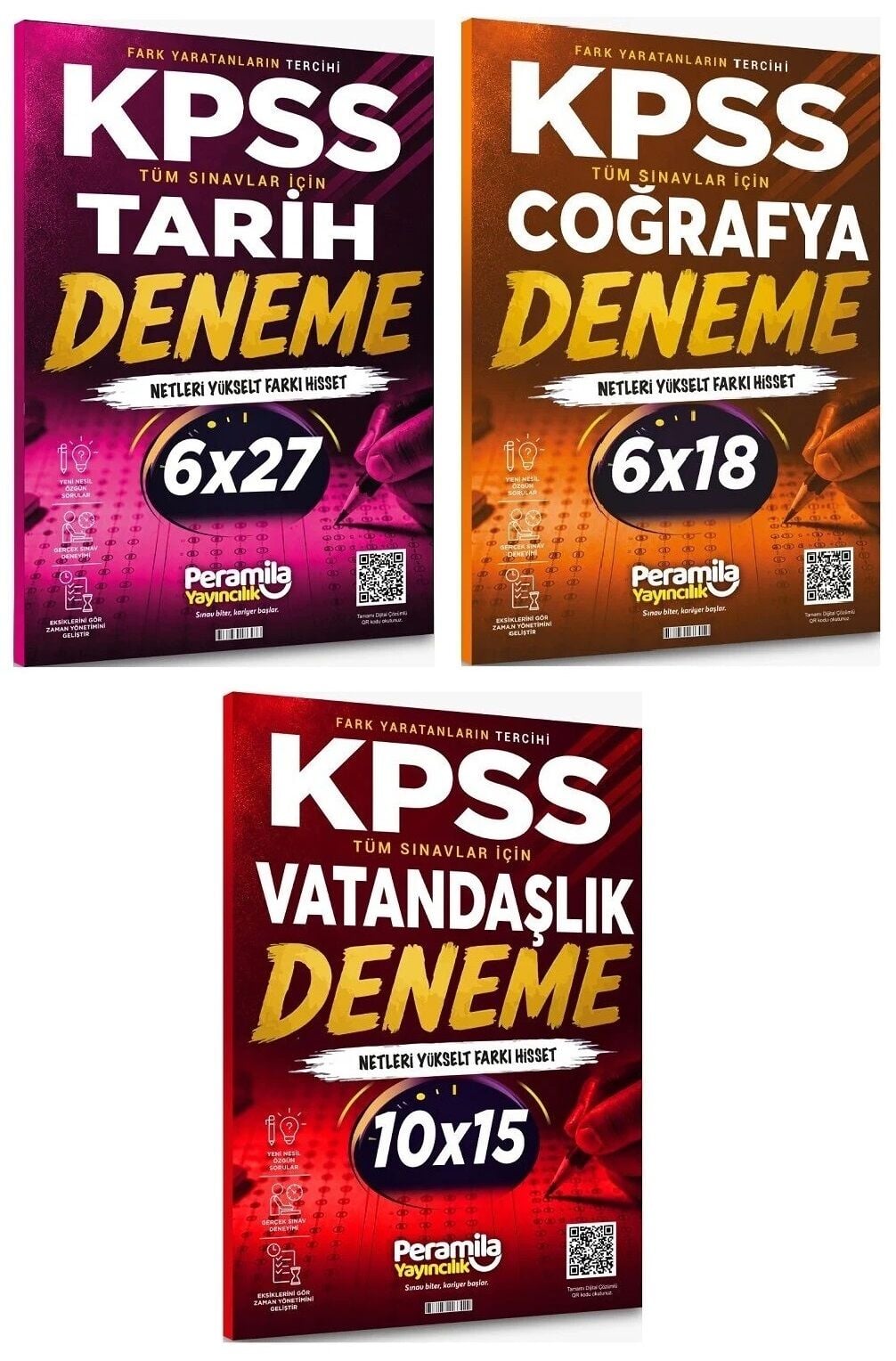 Peramila KPSS Tarih + Coğrafya + Vatandaşlık 22 Deneme 3 lü Set Peramila Yayıncılık
