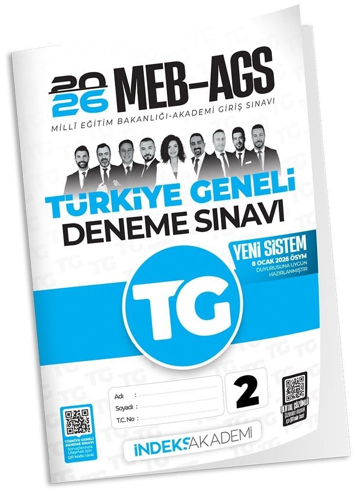 SÜPER FİYAT - İndeks Akademi 2026 MEB-AGS TG-2 Türkiye Geneli Deneme Çözümlü İndeks Akademi Yayıncılık