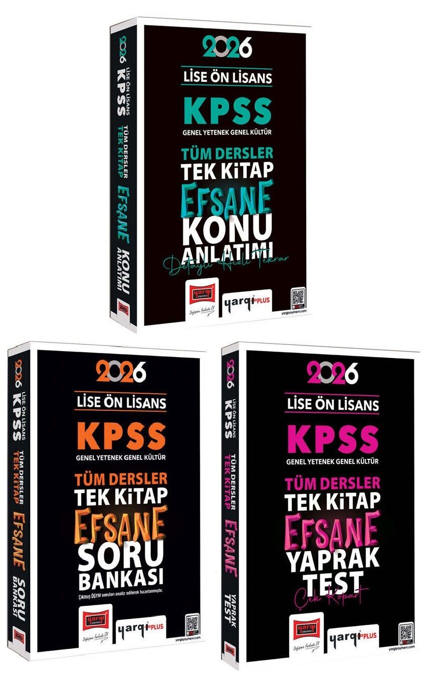 Yargı 2026 KPSS Lise Ön Lisans Efsane Konu + Soru Bankası + Yaprak Test 3 lü Set Yargı Yayınları
