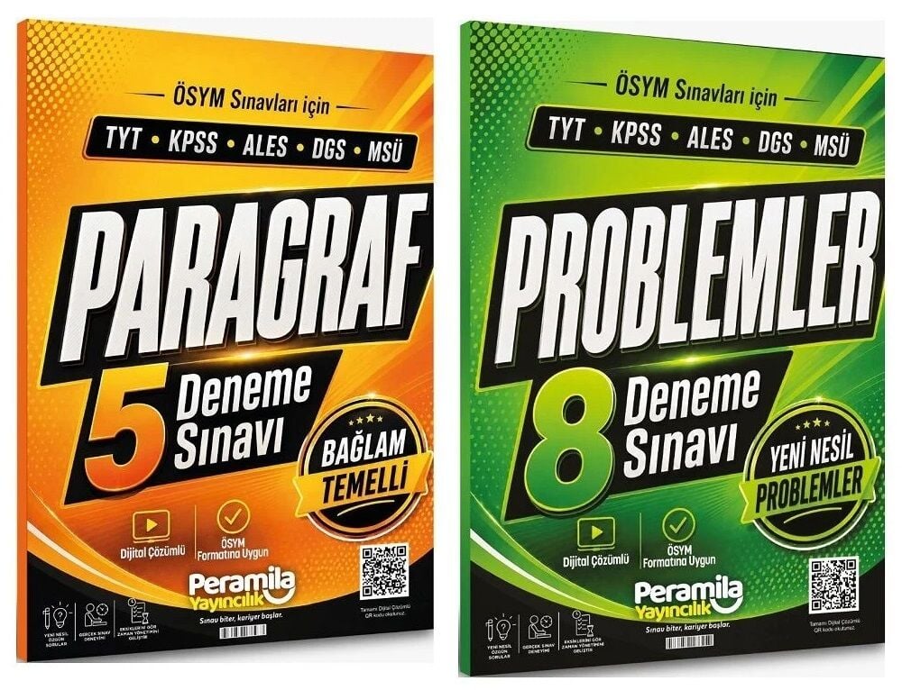 Peramila YKS TYT KPSS ALES DGS MSÜ Paragraf + Problemler 5+8 Deneme 2 li Set Peramila Yayıncılık