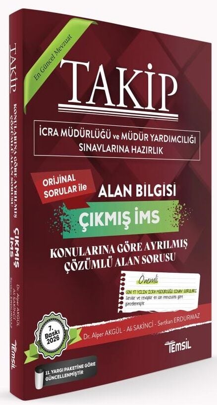 Temsil 2026 TAKİP İcra Müdürlüğü ve Yardımcılığı Alan Bilgisi Çıkmış Sorular Konularına Göre 7. Baskı Temsil Yayınları