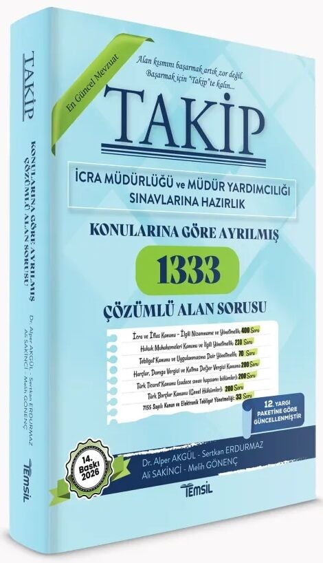 Temsil 2026 TAKİP İcra Müdürlüğü ve Yardımcılığı 1333 Alan Soru Bankası Çözümlü 14. Baskı Temsil Yayınları