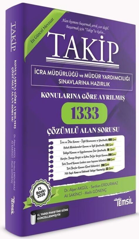 Temsil 2026 TAKİP İcra Müdürlüğü ve Yardımcılığı 1333 Alan Soru Bankası Çözümlü 13. Baskı Temsil Yayınları