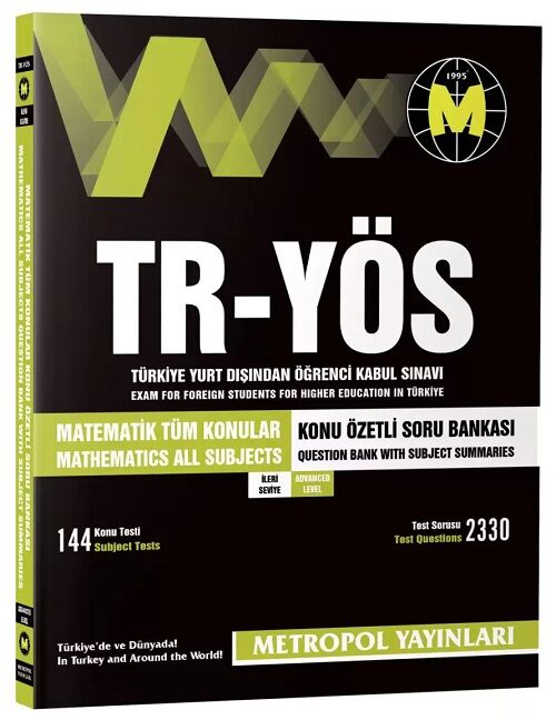 Metropol TR-YÖS Matematik Tüm Konular İleri Seviye Konu Özetli Soru Bankası Metropol Yayınları