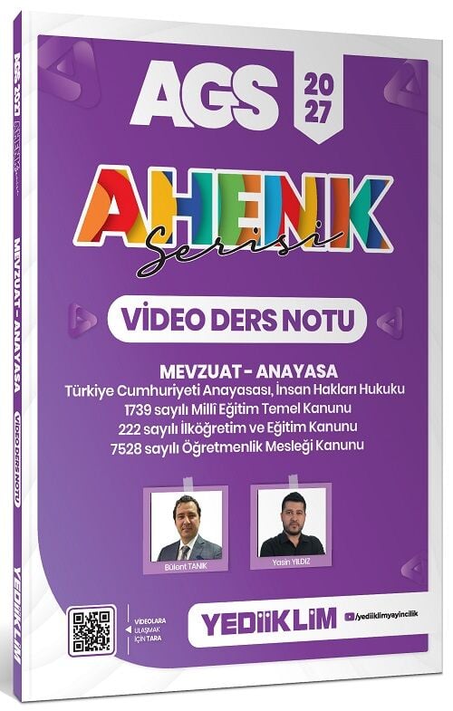 Yediiklim 2027 MEB-AGS Mevzuat-Anayasa Video Ders Notu Ahenk Serisi - Bülent Tanık Yediiklim Yayınları