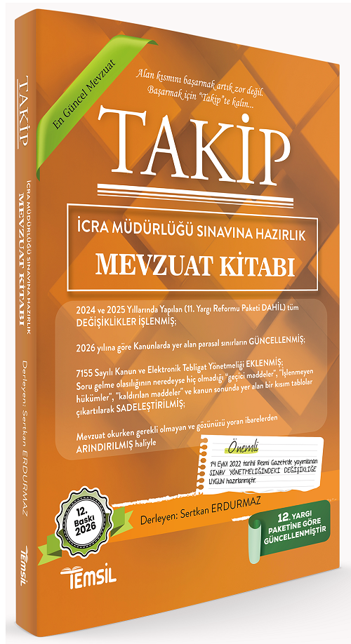 Temsil 2026 TAKİP İcra Müdürlüğü Sınavı Hazırlık Mevzuat Kitabı 12. Baskı - Sertkan Erdurmaz Temsil Kitap Yayınları