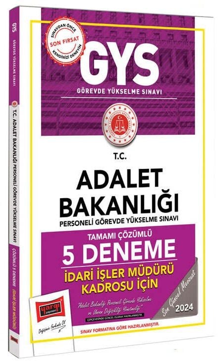 Yargı 2024 GYS Adalet Bakanlığı İdari İşler Müdürü 5 Deneme Çözümlü Görevde Yükselme Yargı Yayınları