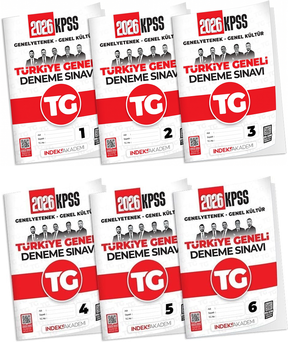 İndeks Akademi 2026 KPSS TG 1-2-3-4-5-6 Türkiye Geneli Deneme Genel Yetenek Genel Kültür 6 lı Set İndeks Akademi Yayıncılık