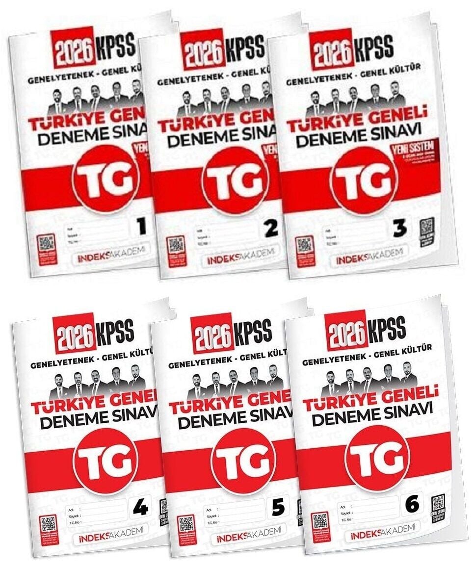 İndeks Akademi 2026 KPSS TG 1-2-3-4-5-6 Türkiye Geneli Deneme Genel Yetenek Genel Kültür Çözümlü 6 lı Set İndeks Akademi Yayıncılık