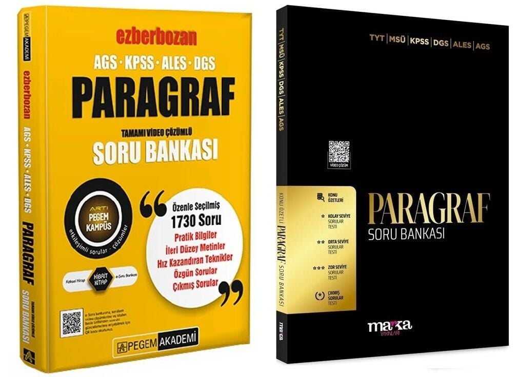 Pegem + Marka 2026 KPSS MEB-AGS ALES DGS Paragraf Ezberbozan Soru Bankası 2 li Set Pegem Akademi + Marka Yayınları