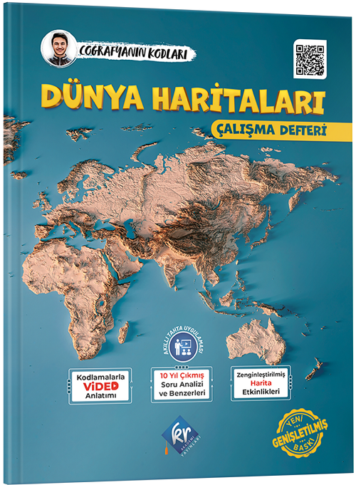 KR Akademi YKS KPSS ÖABT Coğrafyanın Kodları Dünya Haritaları Çalışma Defteri ve Soru Bankası - Yunus Turan KR Akademi Yayınları