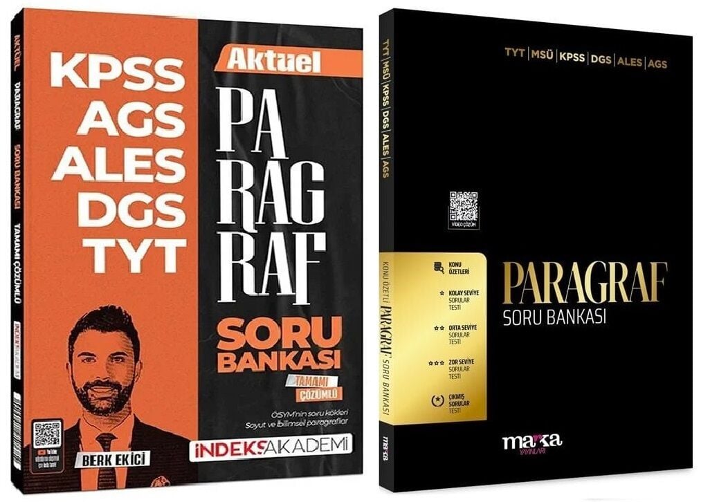 İndeks + Marka 2026 KPSS MEB-AGS ALES DGS TYT Aktüel Paragraf Soru Bankası 2 li Set Berk Ekici İndeks Akademi + Marka Yayıncılık