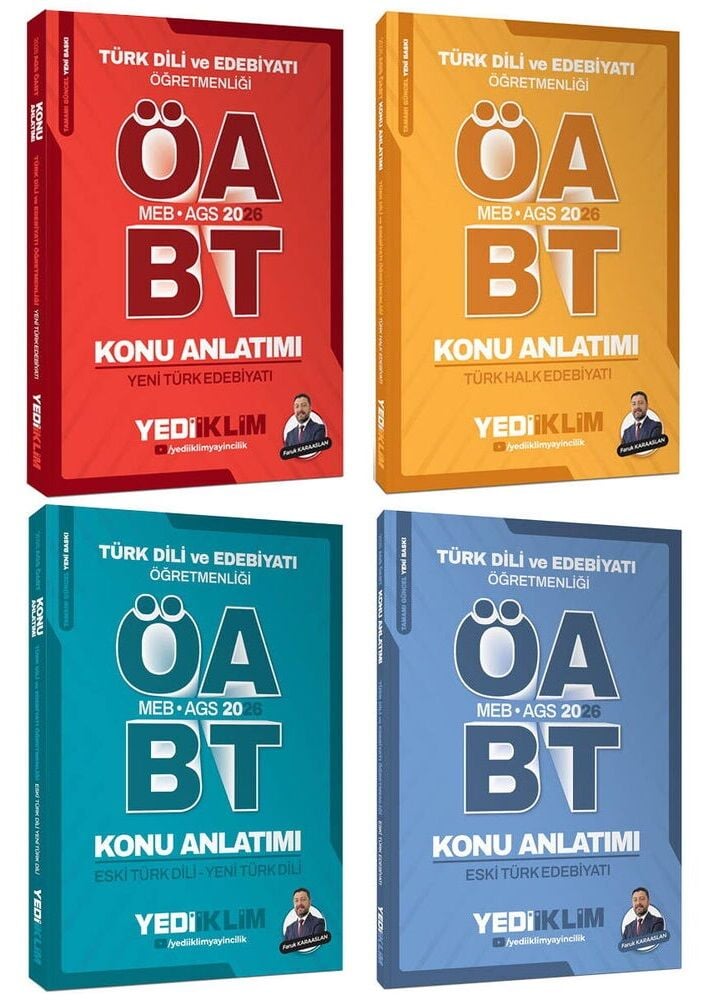Yediiklim 2026 ÖABT MEB-AGS Türk Dili ve Edebiyatı Öğretmenliği Konu Anlatımı 4 lü Set - Faruk Karaaslan Yediiklim Yayınları