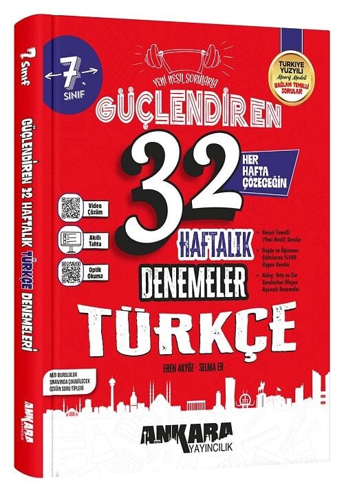Ankara Yayıncılık 7. Sınıf Türkçe Güçlendiren Maarif Modeli 32 Haftalık Kazanım Denemeleri Ankara Yayıncılık
