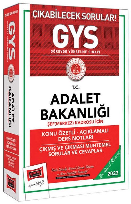 Yargı 2023 GYS Adalet Bakanlığı Şef Merkez Kadrosu Konu Özetli Ders Notları Çıkmış ve Çıkması Muhtemel Sorular Görevde Yükselme Yargı Yayınları