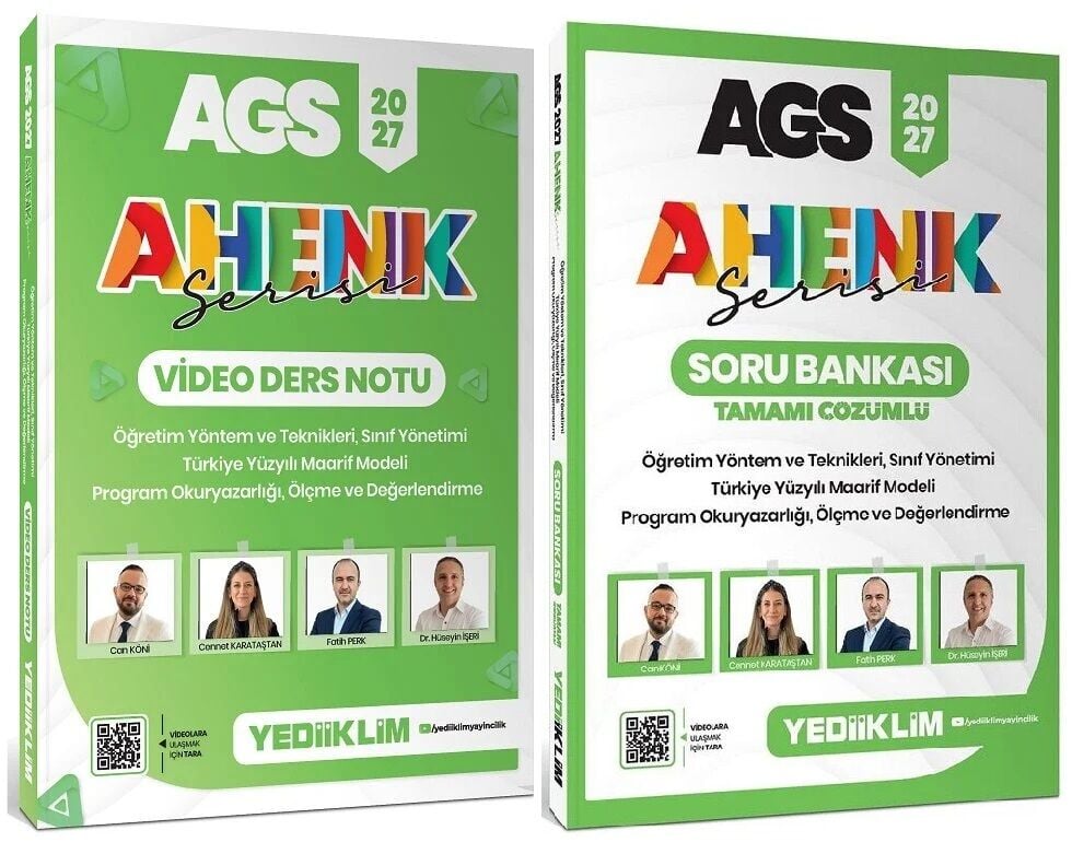 Yediiklim 2027 MEB-AGS Eğitim Bilimleri ÖYT, Sınıf Yönetimi, TYMM, Program Okuryazarlığı, Ölçme Değerlendirme Video Ders Notu + Soru Bankası 2 li Set Ahenk Serisi - Can Köni Yediiklim Yayınları