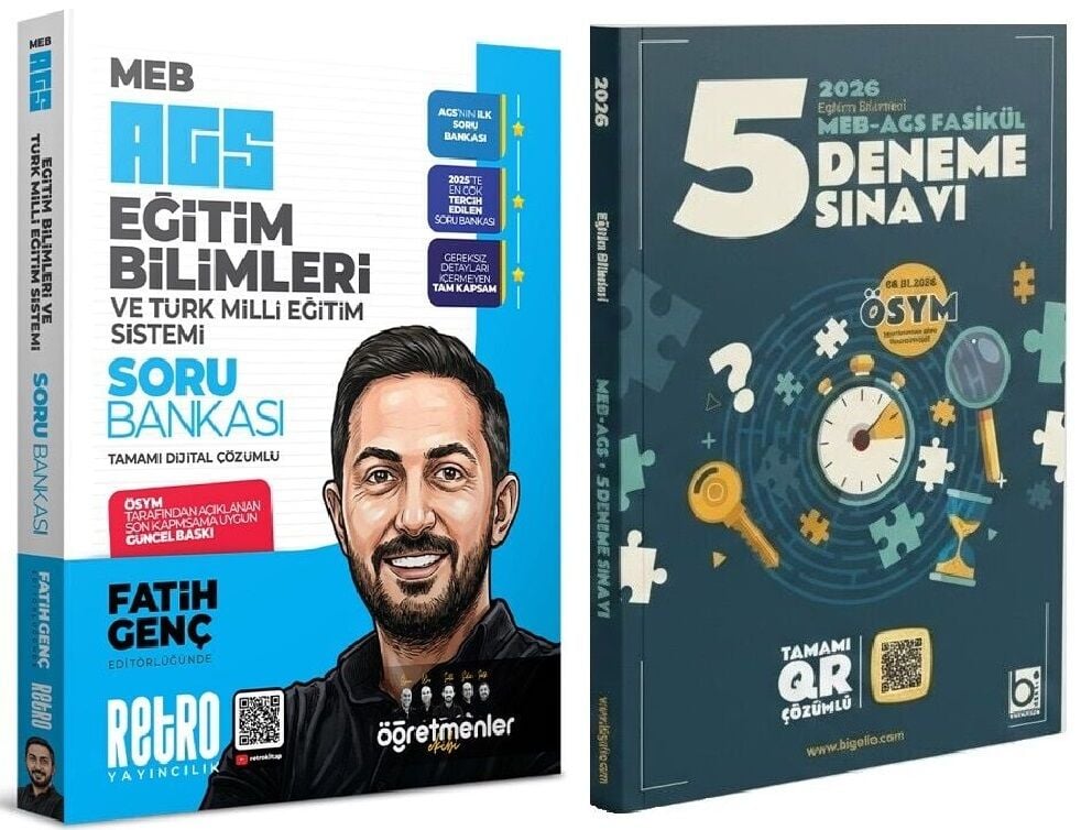 YENİ AGS - Retro + Bigelio 2026 MEB-AGS Eğitim Bilimleri Öğretmenler Ekibi Soru Bankası + 5 Deneme 2 li Set - Fatih Genç Retro + Bigelio Yayıncılık