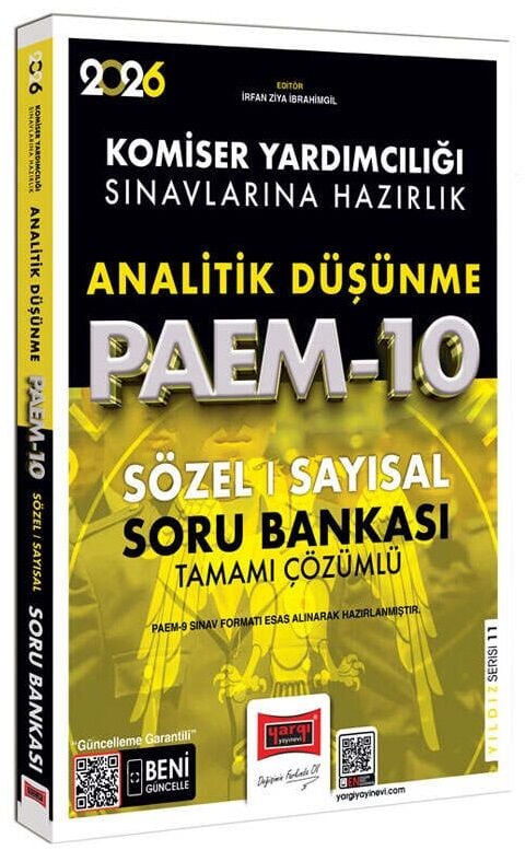 Yargı 2026 PAEM-10 Komiser Yardımcılığı Analitik Düşünme Sözel-Sayısal Soru Bankası Çözümlü - İrfan Ziya İbrahimgil Yargı Yayınları