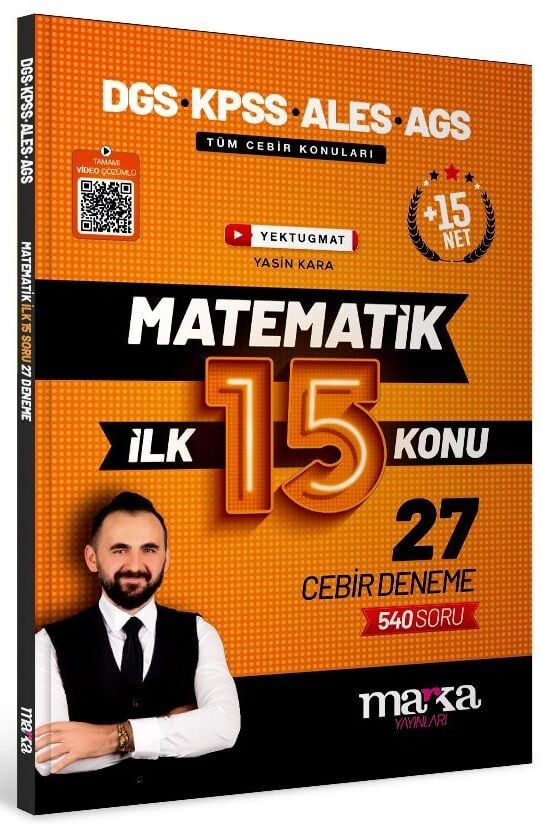 Marka DGS KPSS ALES MEB-AGS Matematik YouTube Hocam İlk 15 Konu 27 Deneme Çözümlü Yektuğ Mat - Yasin Kara Marka Yayınları