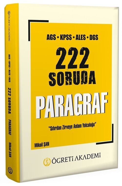 Öğreti KPSS MEB-AGS ALES DGS 222 Soruda Paragraf Soru Bankası Çözümlü - Mikail Şan Öğreti Akademi