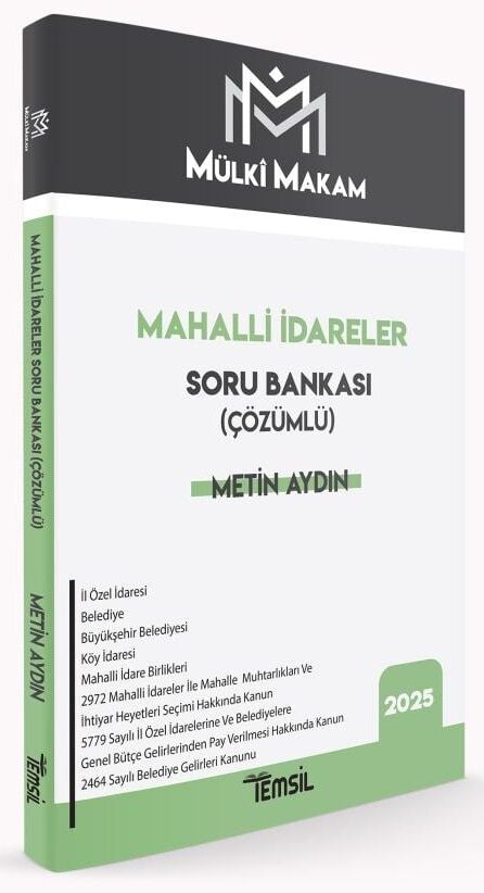 Temsil 2025 MÜLKİ MAKAM Adli İdari Hakimlik Kaymakamlık Mahalli İdareler Soru Bankası Çözümlü - Metin Aydın Temsil Kitap Yayınları